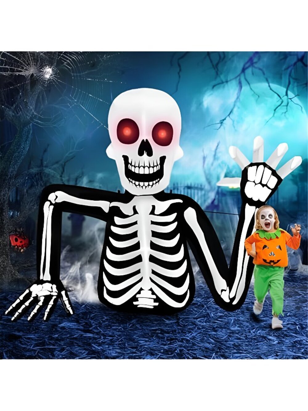 6FT Tall Halloween Inflatable Skull Skeleton Outdoor Decoration